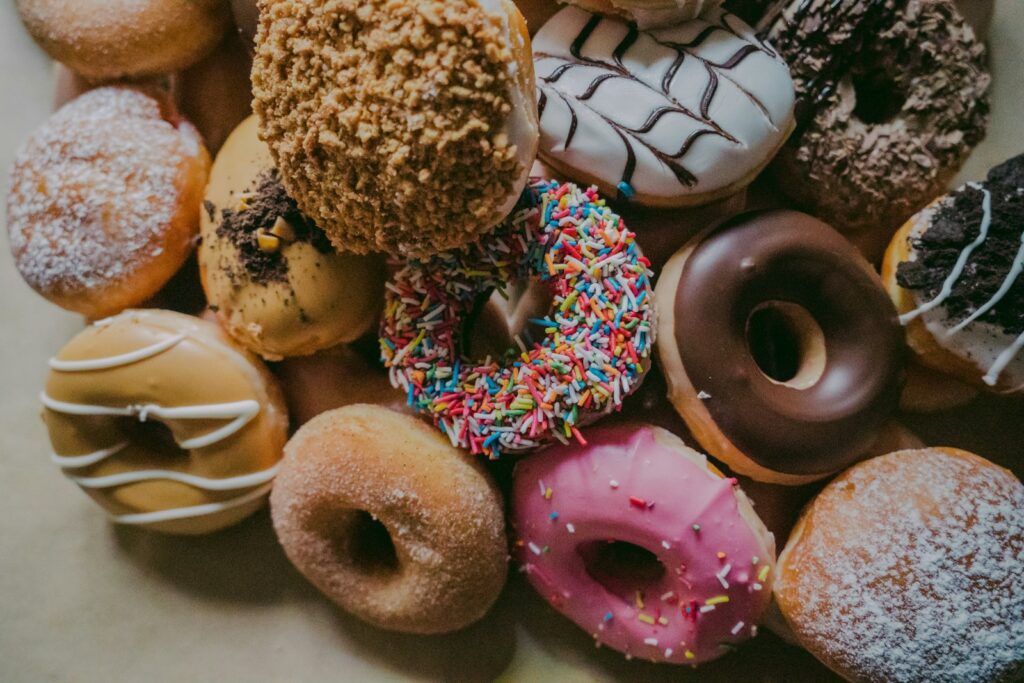 assorted flavor donuts, western diet