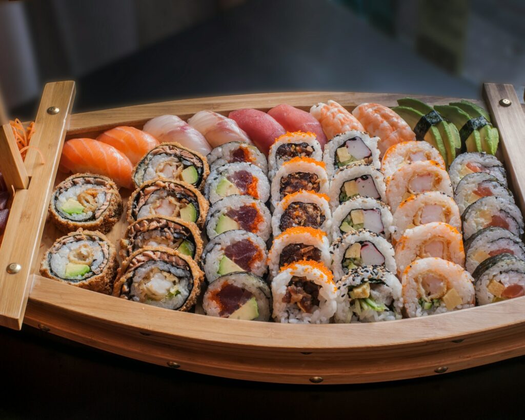 food photography of varieties of sushis