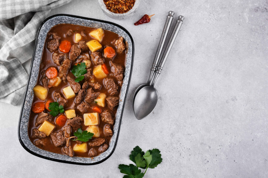 photography of beef stew