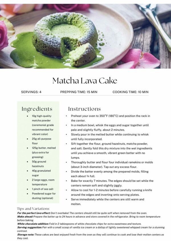 matcha lava cake recipe