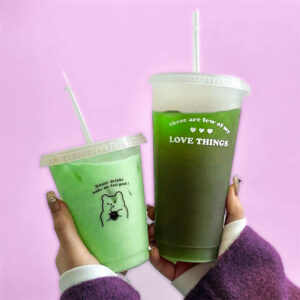 Matcha latte plastic cup