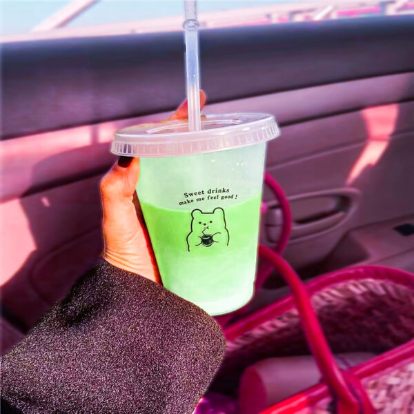 aesthetic cute Matcha latte plastic cups