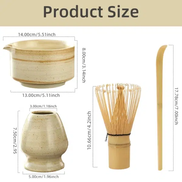 Complete Matcha Whisk Set, Japanese Matcha Kit with Matcha Bowl, Bamboo Whisk, Holder and Scoop - Image 6