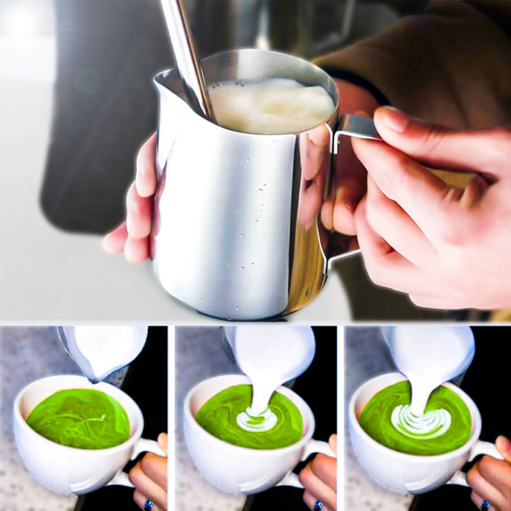 matcha hot and iced latte art milk pitcher