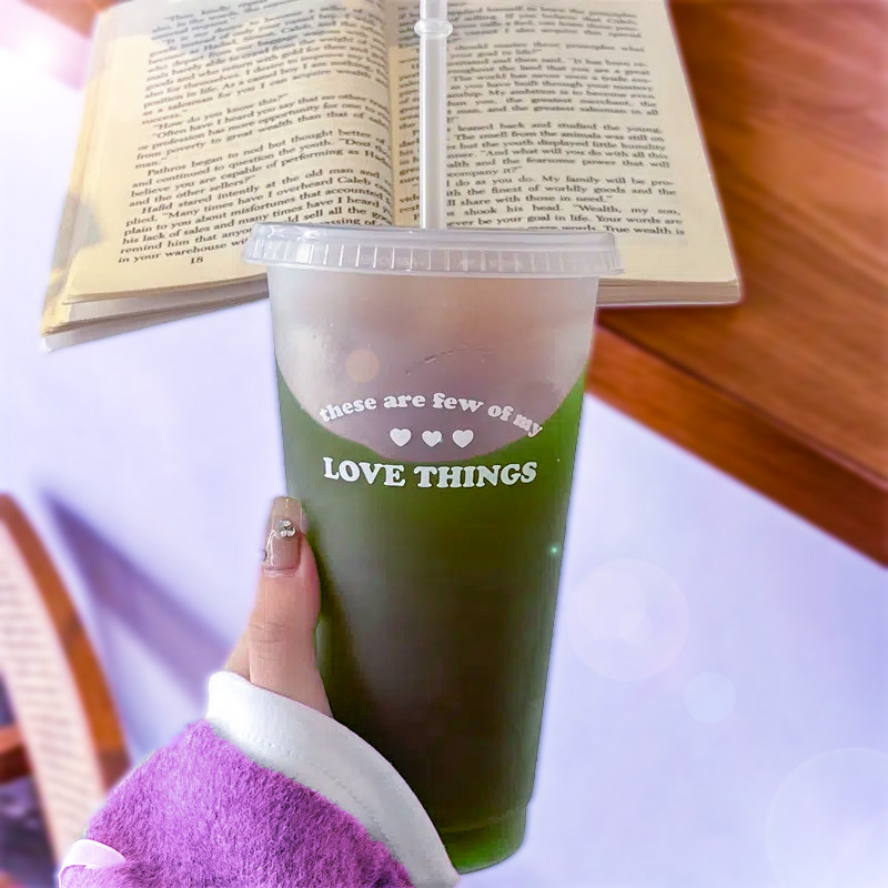 reusable plastic cups for iced coffee and iced matcha latte or tea