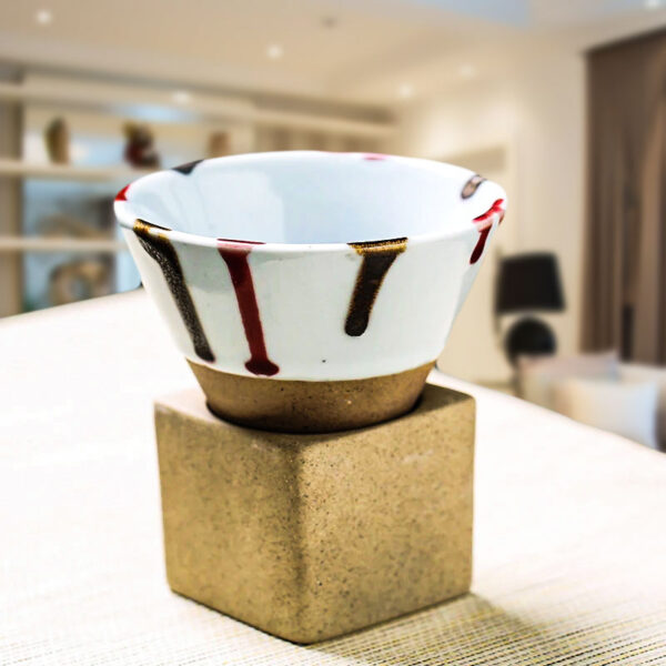 triangular shape ceramic mug for matcha white